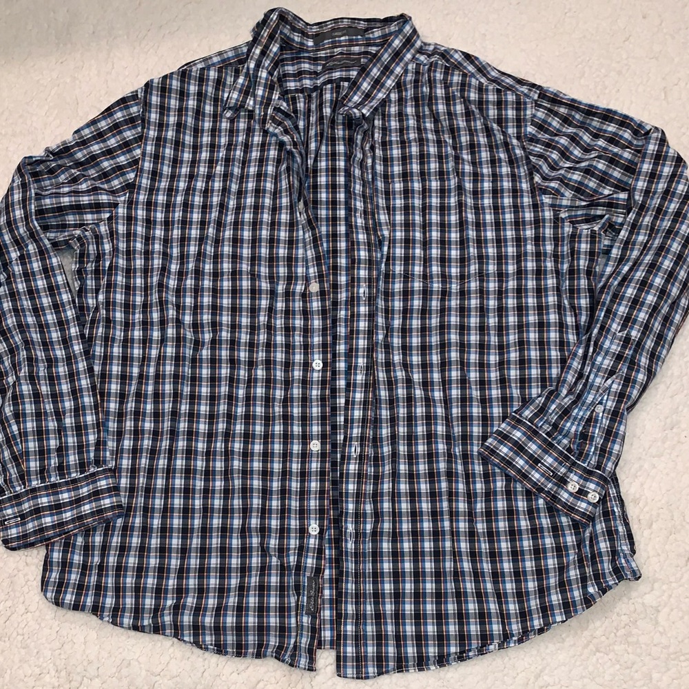 Eddie Bauer Multicolored Checkered Plaid Button Down Shirt Men’s XL